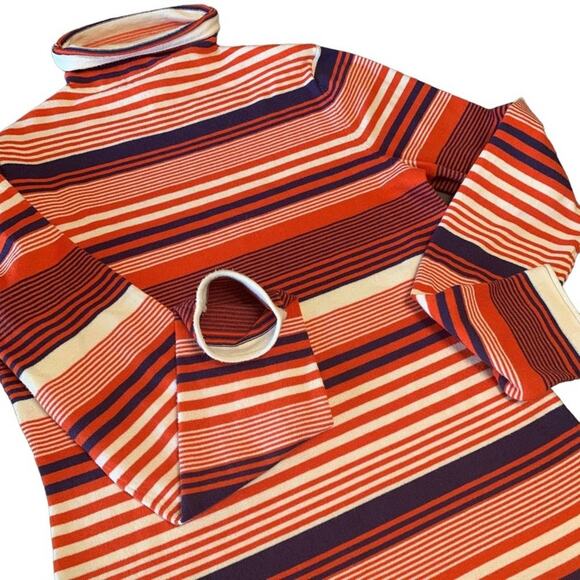 XS Duluth Trading Co. Burnt Orange Stripped Prep S'no Sweat Mock Neck Striped - Picture 4 of 11